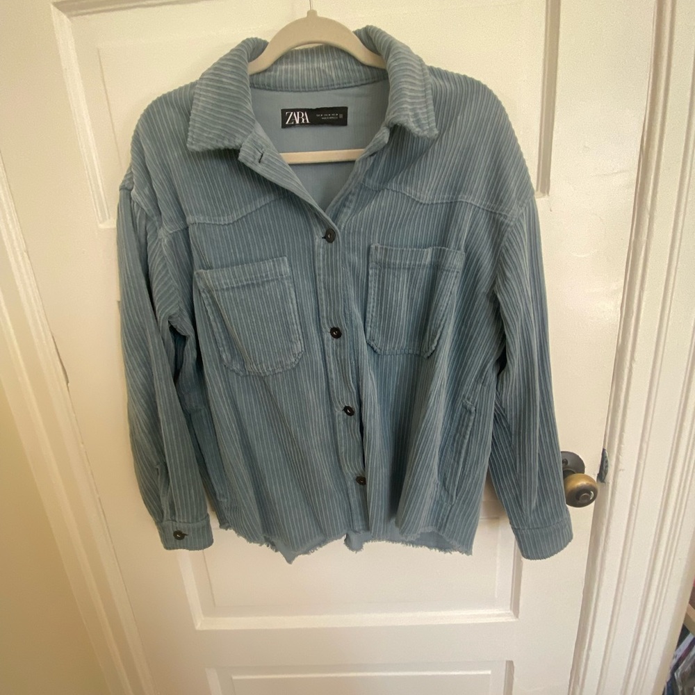Zara Blue Corduroy Shirt Jacket
